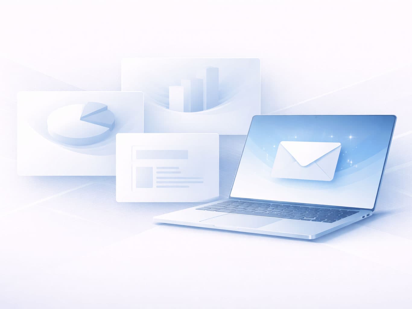 Abstract laptop and digital panels representing contact and email communication