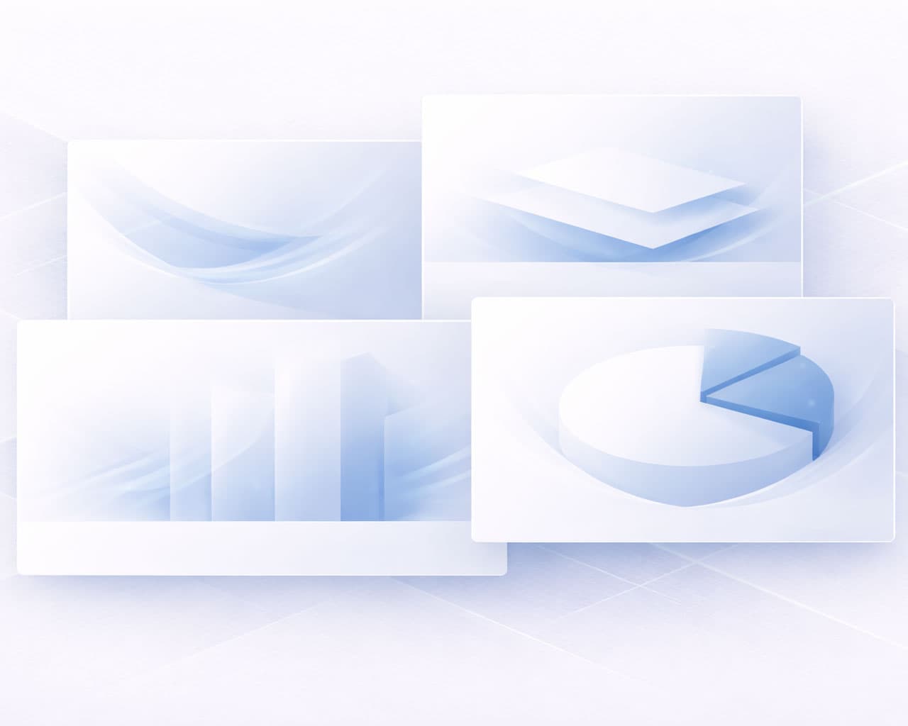 Abstract collection of white and blue panels representing a curated portfolio of distinct platforms