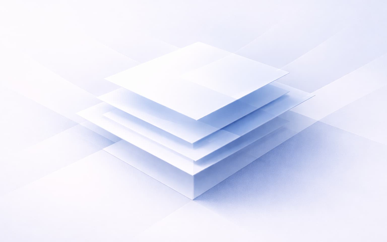 Abstract layered white and blue panels representing higher standards and professional presentation