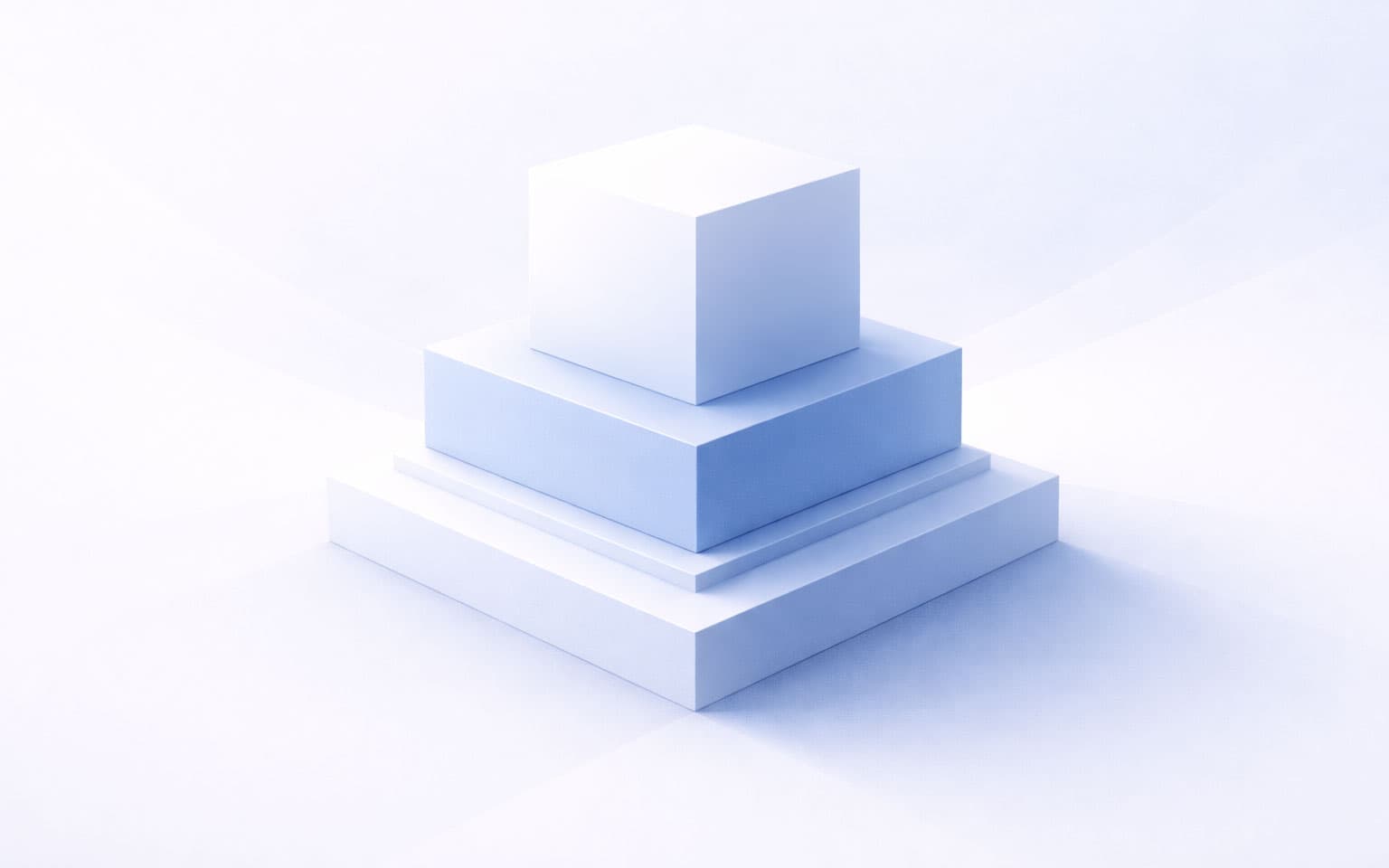 Abstract blue and white stacked forms representing long-term trust and stability