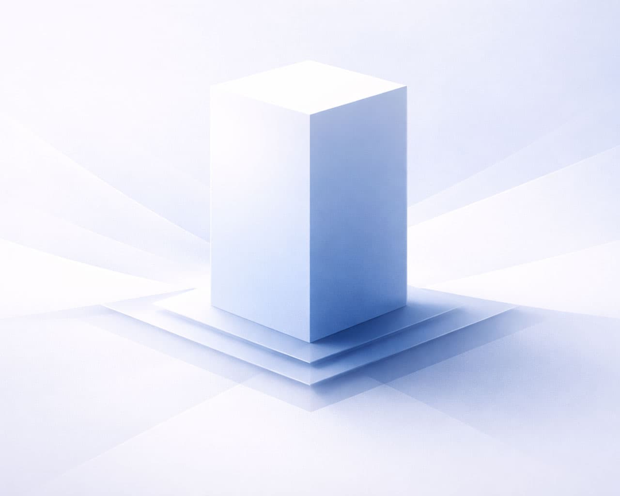 Abstract blue and white monolith representing recognition with weight and significance